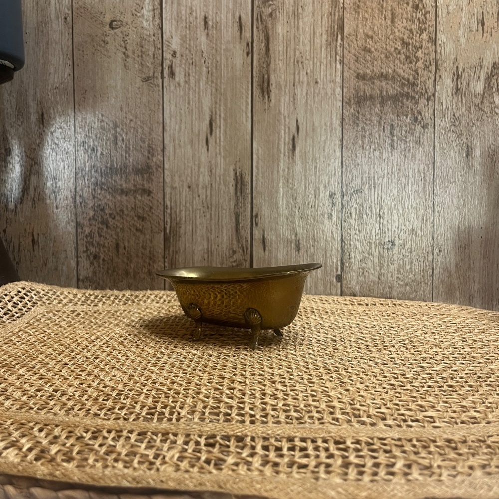 Vintage Brass Bathtub Salt Cellars Set of 2 Mini Clawfoot Tub Decor - Picture 4 of 7